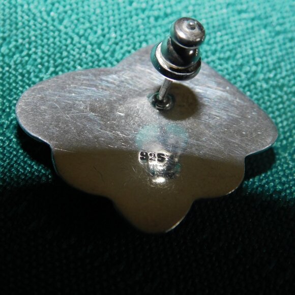 Pair of square sterling silver Art Deco style post earrings VGU - Picture 4 of 4